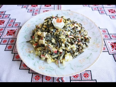 Салат из морской капусты и крабовых палочек Морская капуста рецепты Салат з морської капусти
