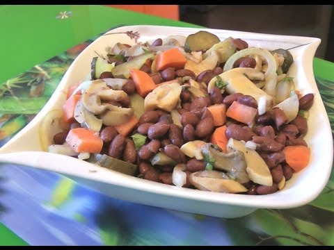 Салат с фасолью: овощной фасолевый салат - видео рецепт