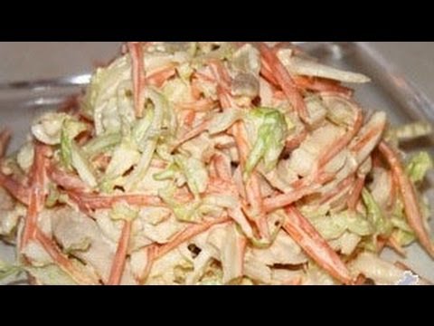 Салат из кальмаров с капустой  Видео рецепт