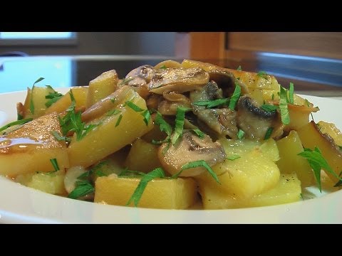 Картофель тушеный, со свежими грибами видео рецепт. Книга о вкусной и здоровой пище