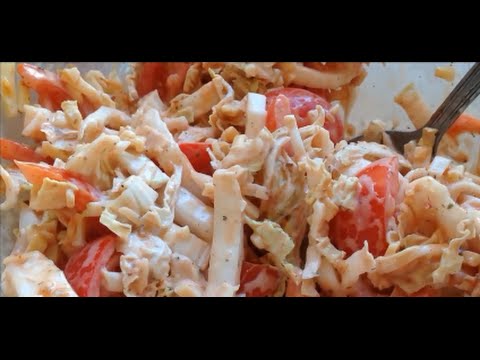 Кулинарный рецепт салат Из китайской капусты помидор сыра ВКУСНЫЙ