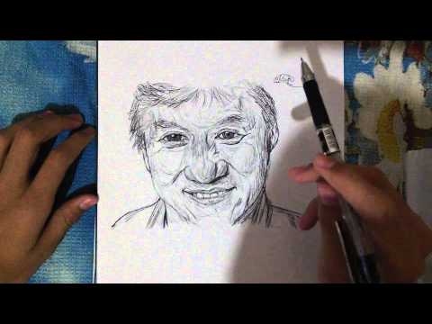 Рисунок ручкой Джеки Чан/ Drawing pen Jackie Chan