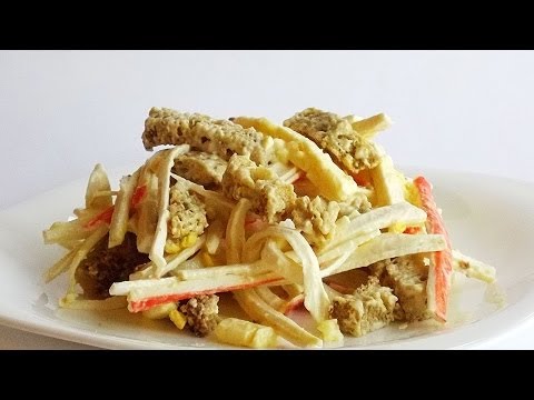Салат с Крабовыми Палочками и Плавленым Сыром кулинарный видео рецепт