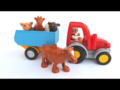 ✿♫ Лего Трактор на Лего Ферме и Домашние животные - песенка А у дедушки есть ферма